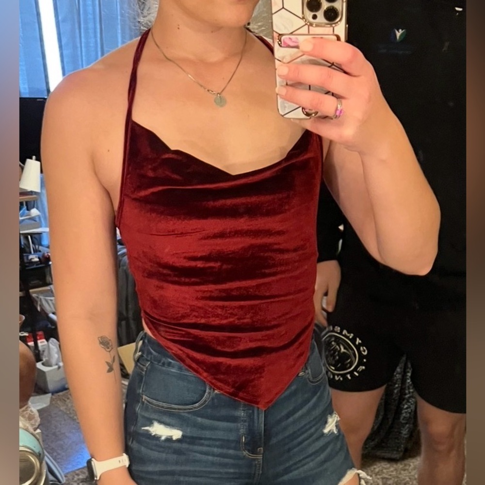 Red Velvet Velvet Halter Top